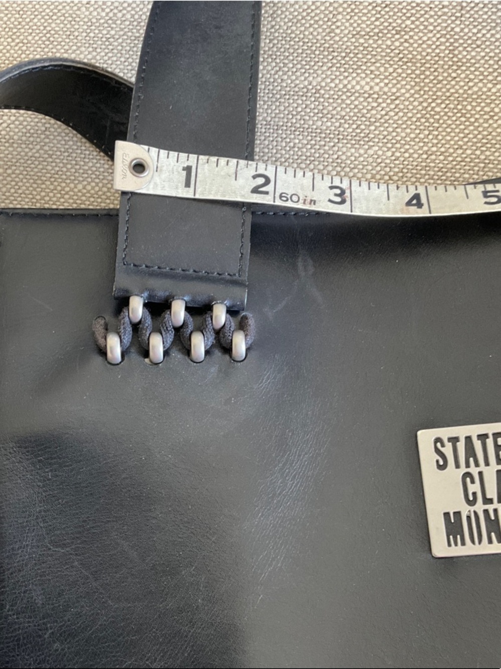 State of Claude Montana Black Leather Tote Bag - Picture 15 of 15